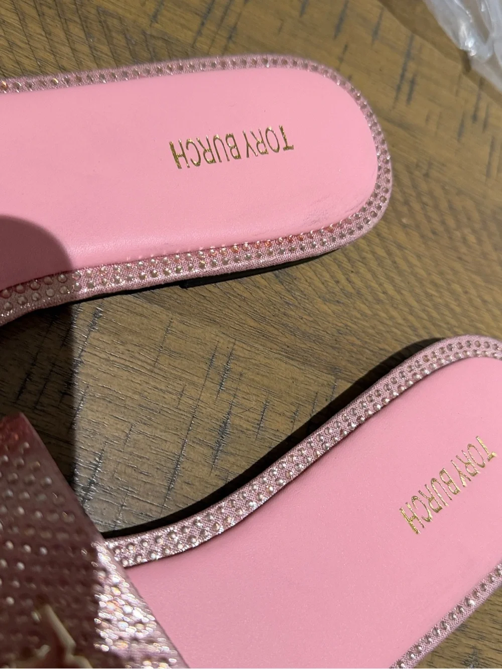 Tory Burch Pink Crystal Slide Sandals
